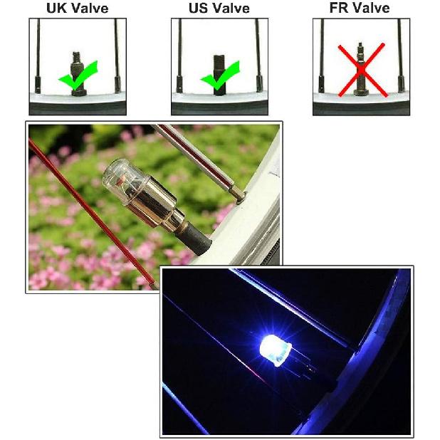 12 PCS LED Wheel Lights Flash Light Tire Valve Cap Lamp For Car Trucks Motorcycle Bike (Blue)