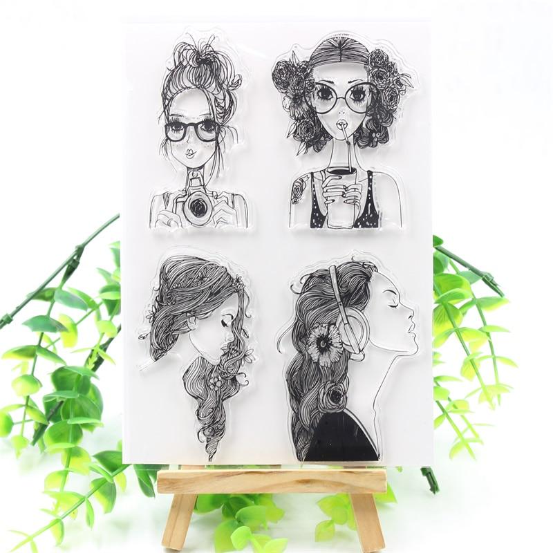 Buy Fashion Girl Transparent Clear Silicone Stamps for DIY Scrapbooking ...