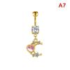 Pink  Pendant Belly Button Ring For Women Stainless Steel Navel Piercing Jewelry Rabbit Heart Bear Butterfly Belly Ring