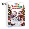 Snowman Hanging Ornaments Advent Calendar, 24Pcs Acrylic 2D Ornament Set Christmas Tree Decorations with Bouquet Flowers, Decor, Holiday Gift for Kids