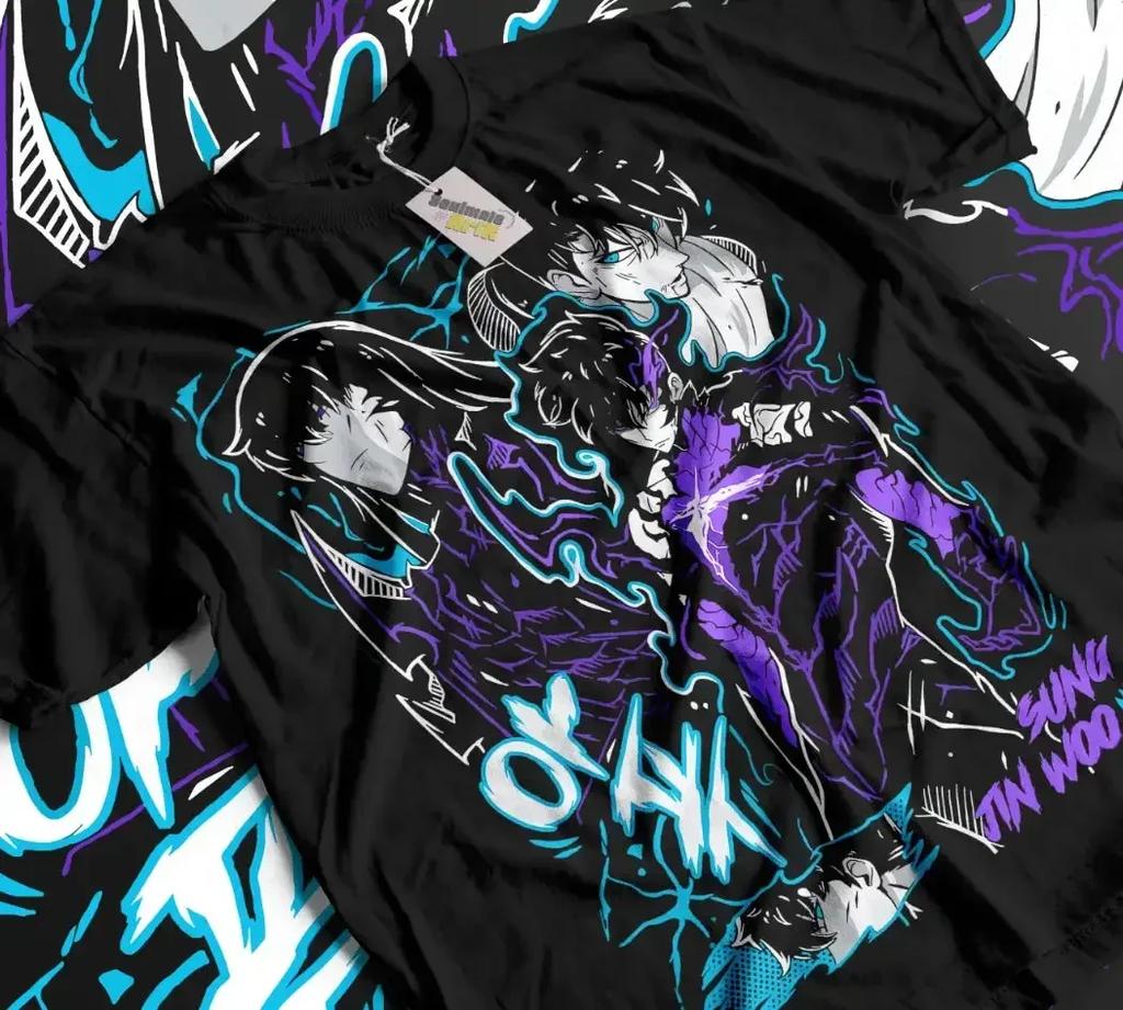 Solo Leveling Arise Schatten Anime T-Shirt Herren Damen Sung Jin-woo Kurzarm Übergroß Locker Baumwolle Herrenbekleidung Top T-Shirts