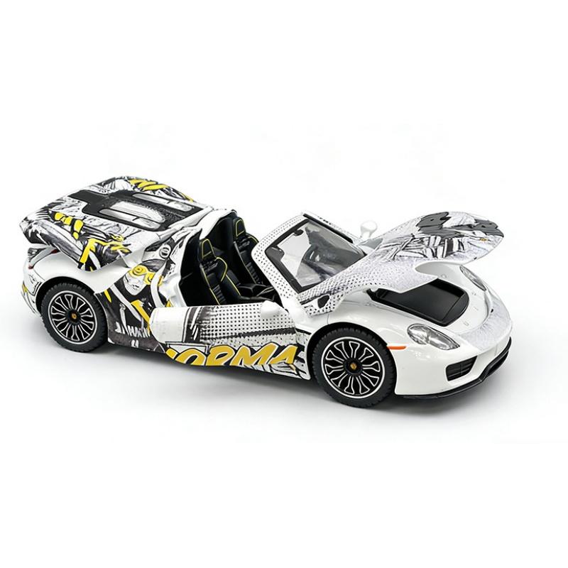 1/24 Porsche 918 Spyder Supercar Alloy Car Model Sound and Light Pull Back Children's Toy Collectibles Birthday Gift