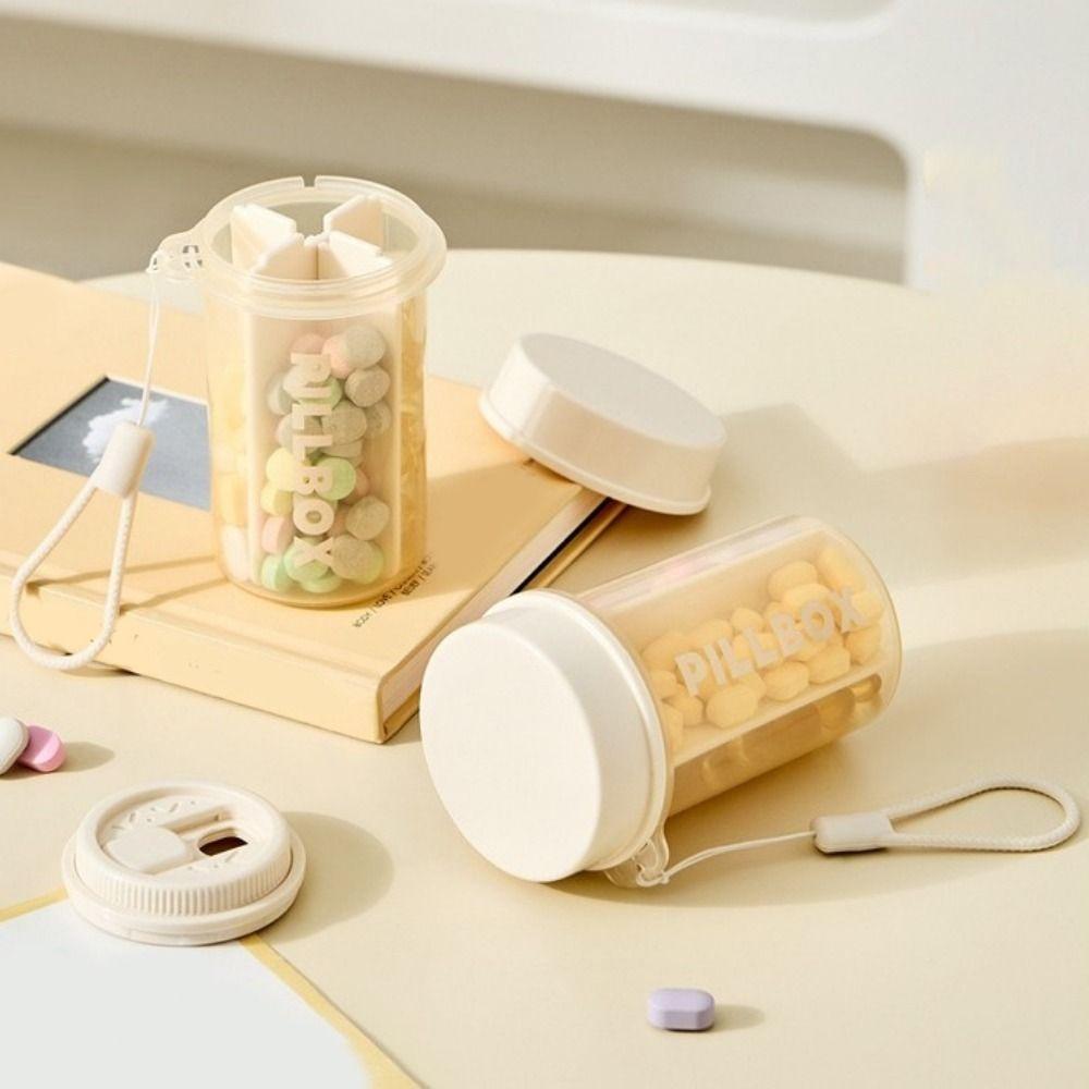 Portable 4 Grids Pill Box Moisture-proof Pill Storage Box Portable Pill Dispenser  for Home