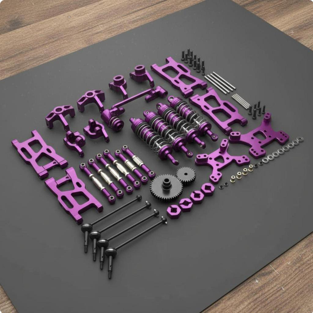 1:12 1:14 RC Car Metal Upgrade Kit Modification Parts Set with Front and Rear Swing Arms Steering