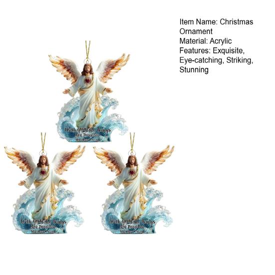 Angel Christmas Ornaments for Tree Religious Holy Family Hanging Ornaments Acrylic Jesus Angel Pendant for Holiday Home Decor
