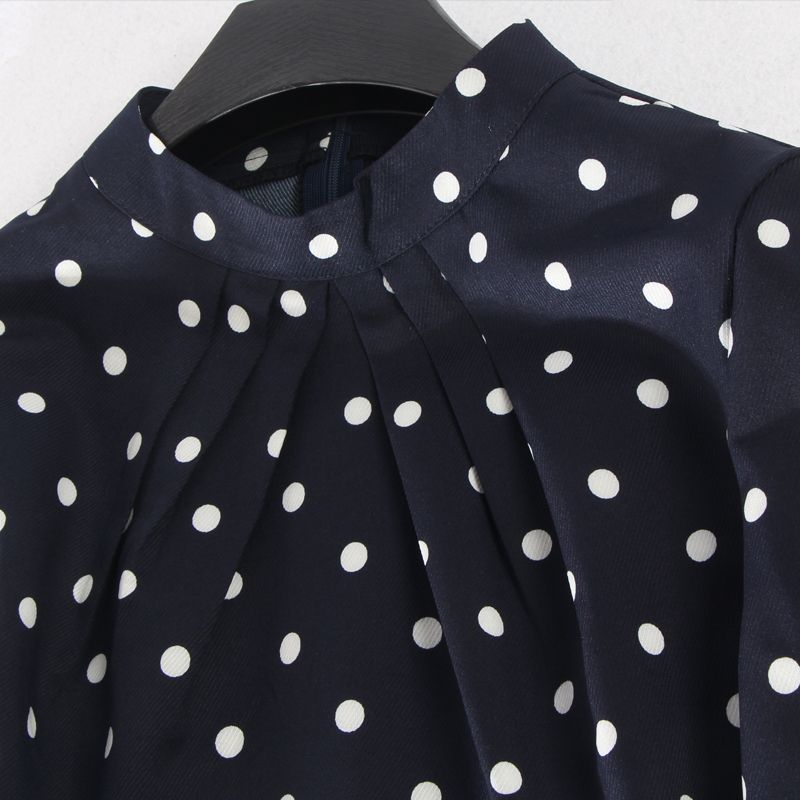 French Style Thin Cotton Contrast Color Polka Dot Elegant Dress