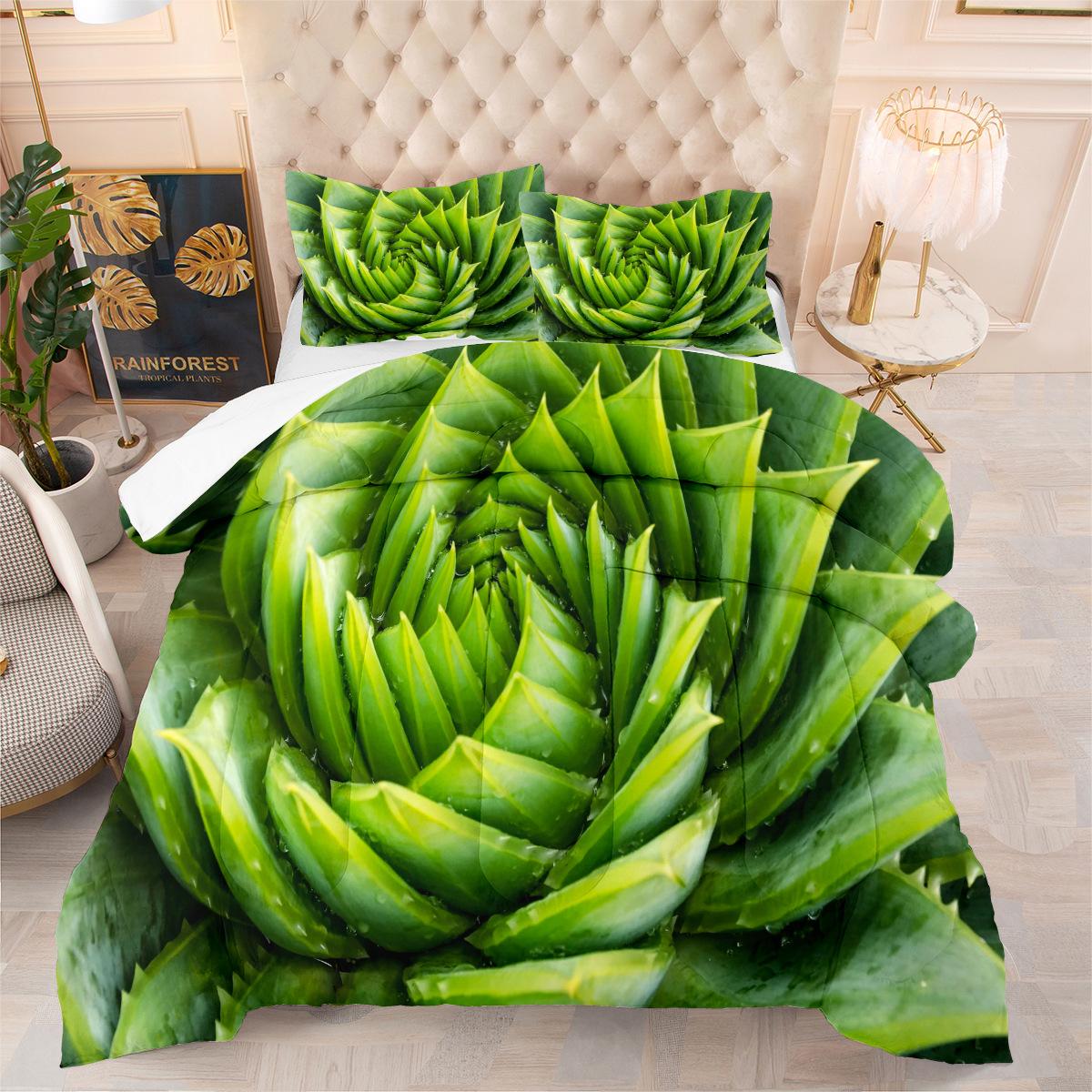 Digital Printing Fat Quilt Set Home Textile Feather Silk Cotton Bedding Three Piece Quilt Cover Set 172*218cm