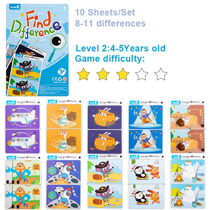 Reusable Find The Difference Puzzle Game Erasable and Rewritable Focus and Observational Training Brain Development Toy for Kids