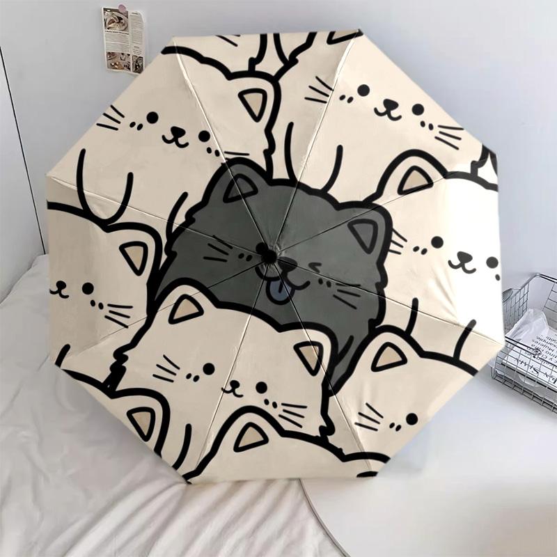 1 PC chow Automatic Folding Umbrella - Cartoon Pattern, Portable & Foldable Design with 8 Ribs, Christmas Birthday Gifts