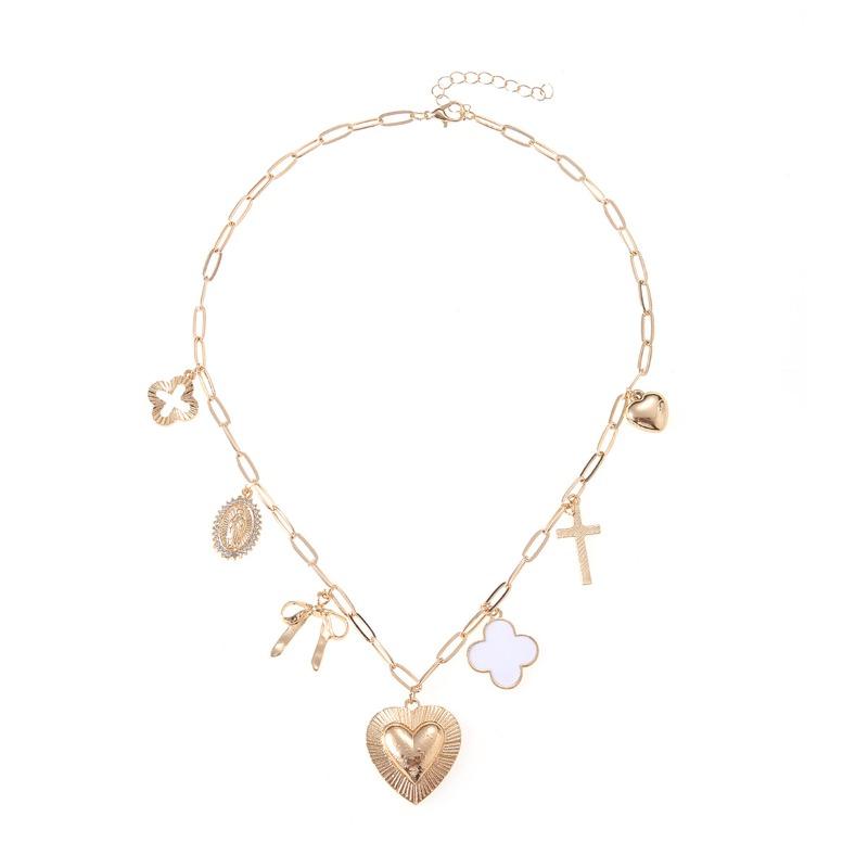 Trend Metal Cross Love Oil Drop Pendant Necklace Nklce Sweet Bow Necklace