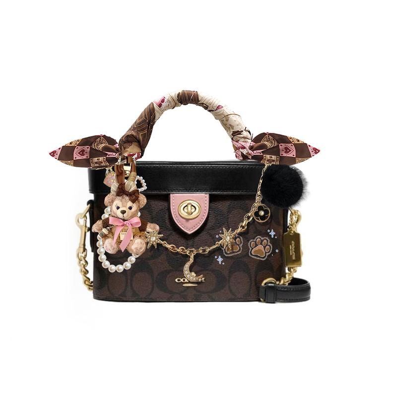

COACH handbag [Customized bag] Kay 20 classic presbyopia logo logo zipper closure star moon sun chain doll fur ball ribbon Yuxiang basic style чорний