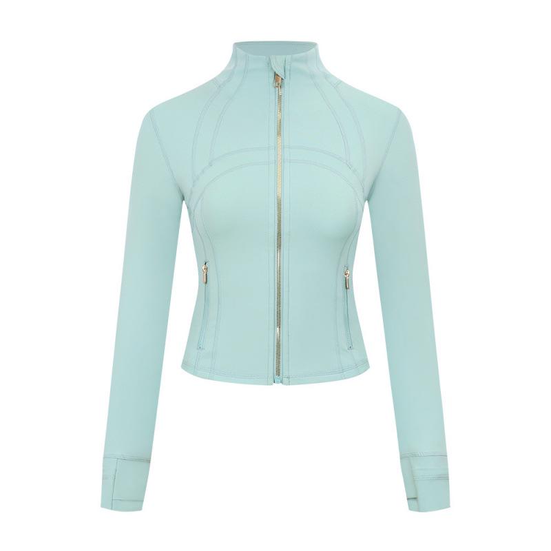 Lulu Logo Slim-Fit Ladies' Stand-Collar Jacket with Gold Zipper, Long-Sleeved Sports Fitness Outerwear