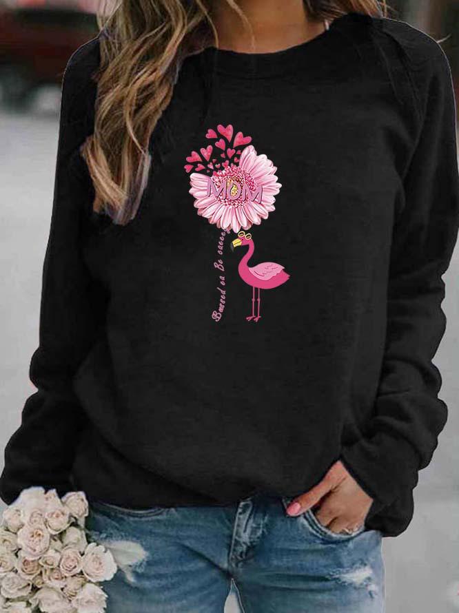 Women's Printed Round Neck Long Sleeve Sweatshirt
