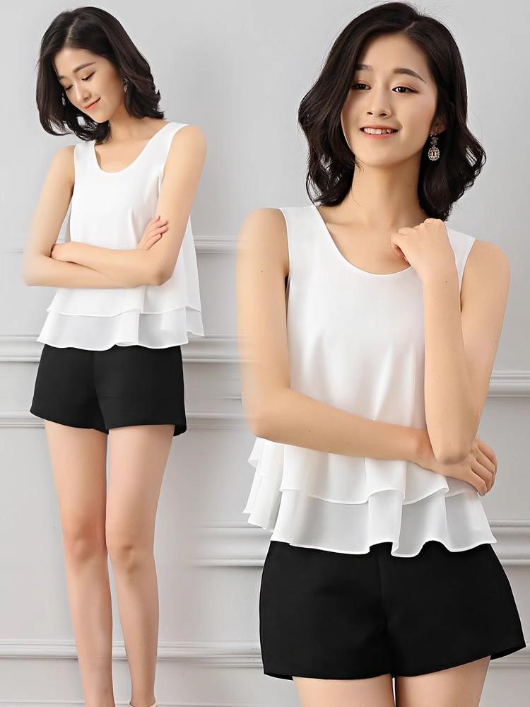 Plus Size Women's Chiffon Sleeveless Camisole – Spring/Summer Loose Round Neck Top