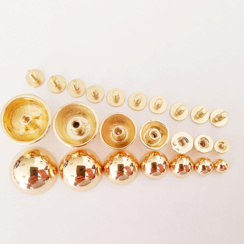 10Pcs/Pack 6/8/9/10/12/15/18/20mm Nail Metal Snap Buckle Button Bag Studs DIY Handbag Sewing Zinc Alloy Leather Craft