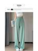 2025 Women's Summer Ice Silk Wide-Leg Floor-Length Pants - Thin, Loose, Slimming, Casual Straight Leg Fit