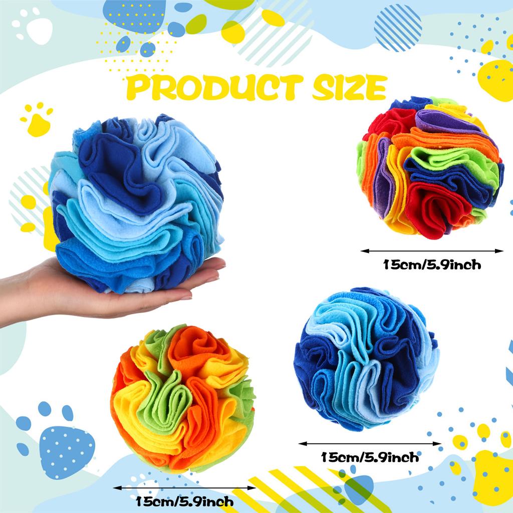 3 Pcs Snuffle Ball For Dogs Stress Relief  Dog Snuffle Ball Toys Dog Foraging Mat Pet Snuffle Ball Toy Dogs Treat Bal