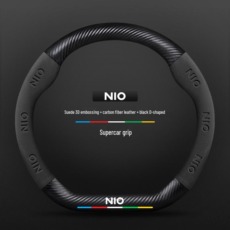 Nio EC6/ES6/ES8/ET7 Suede Carbon Fiber Steering Wheel Cover