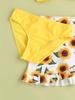 2025 Girls' Solid Color Flounce Three-Piece Swimsuit with Mesh Skirt