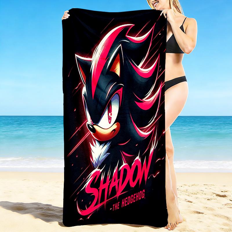 1Pc Shadow Hedgehog Artwork Beach Towel, Quick Dry, Multi-Use for Beach Pool Gym Yoga Home Travel, Christmas, Halloween, Xmas Gift ES92923