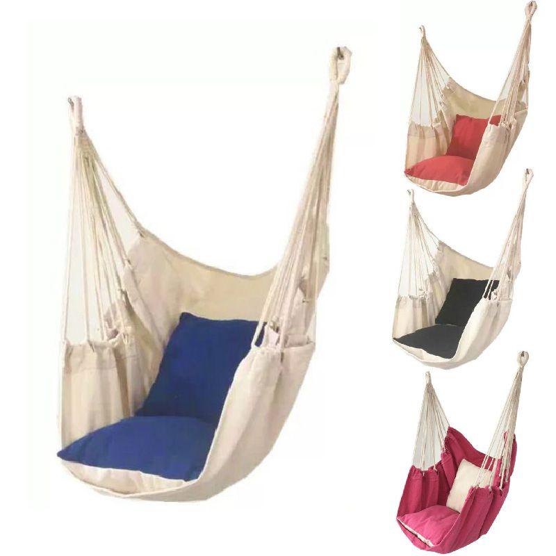 Stylish Hanging Hammock Chair For Outdoor Relaxation With Soft Pillows And Strong Ropes