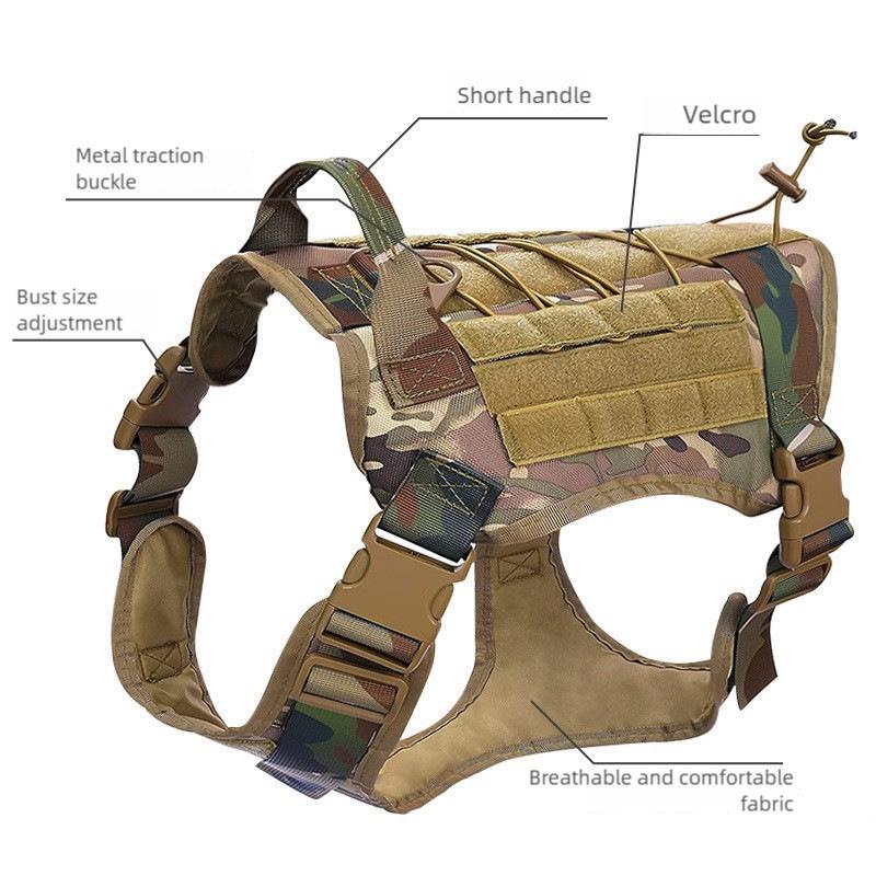 Outdoor Tactical Dog Harness with Leash, Vest & Clothing - Nylon Military Training Gear