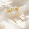 Unique Design Delicate Zircon Bowknot Tassel Earrings for Women Gold Plated Bow Dangle Earrings Elegant Jewelry Wedding Party