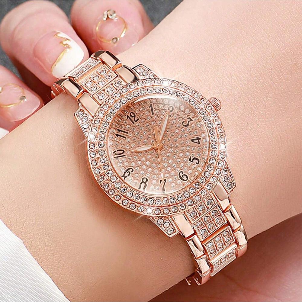 1pc-Women's Watches Fashion Quartz Wrist Watch for Ladies Roman Dial Dazzling Diamond Waterproof Luminous Luxury New
