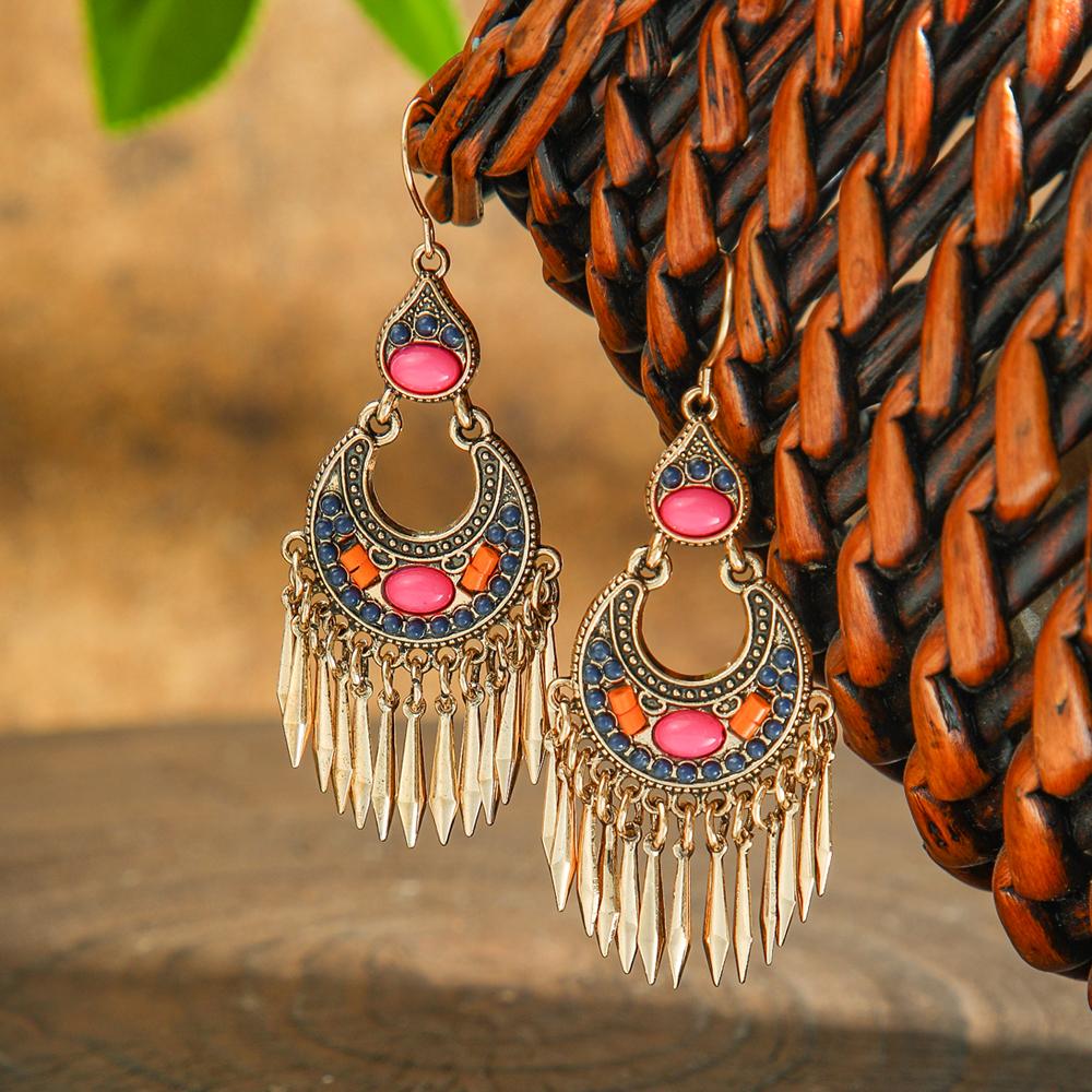 

Винтажные серьги в стиле бохо для женщин, металлические серьги-кисточки, эффектные, для отпуска, подарки, для работы, на каждый день, для вечеринки, универсальные