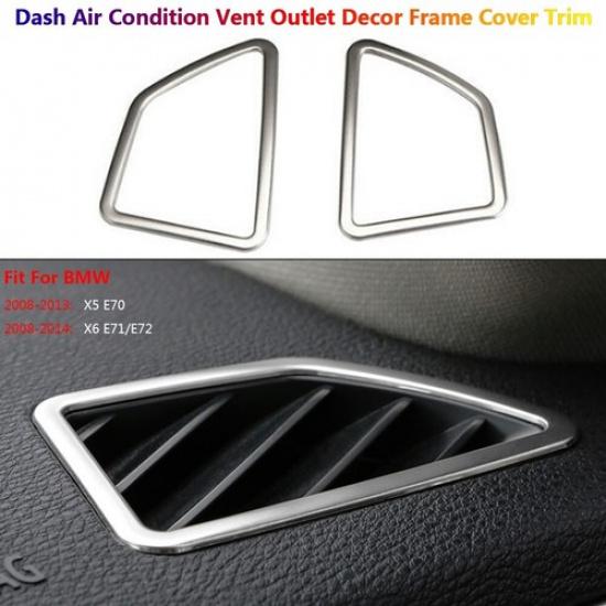 Stainless For BMW X5 X6 E70 E71 Car Dashboard Side AC Air Vent Outlet Cover Trim