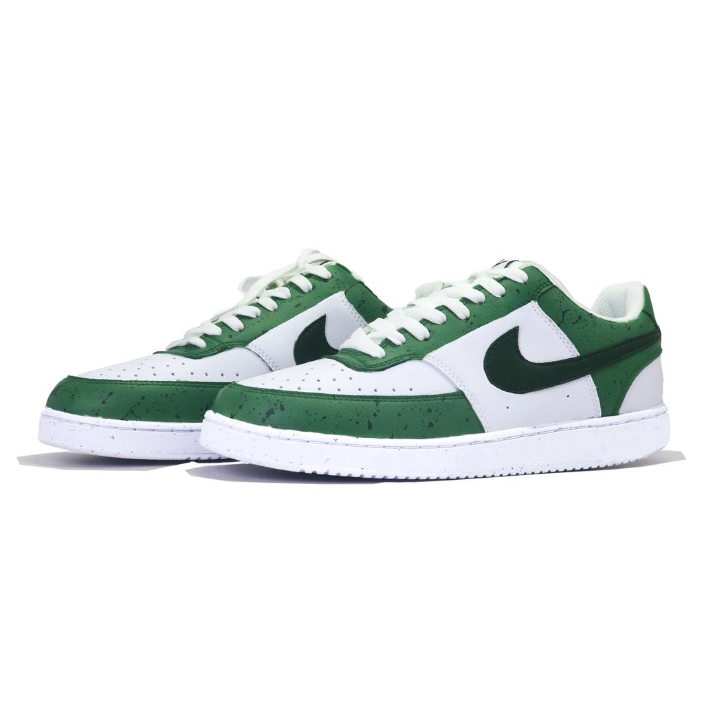 Nike Court Vision Skateboard Shoes Men's Low Top White/Green DH2987-101(Team1308-)
