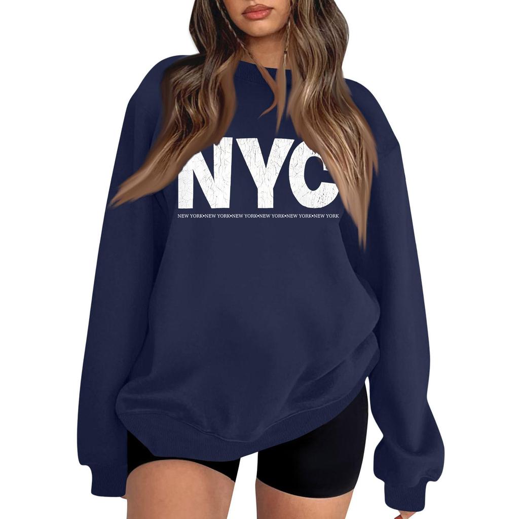 Lightweight Long Sleeve Pullover Sweatshirt for Men and Women Crew Neck Casual Fit Printed NYC Graphic Sweatshirt