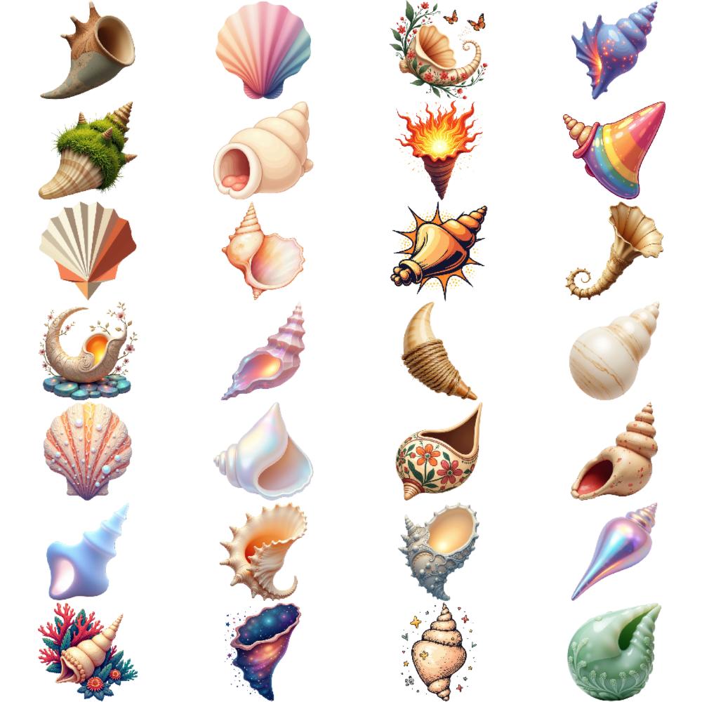 28pcs Waterproof Temporary Tattoo Sticker Cute Shell Body Art Arm Fake Tattoos Waterproof Disposable Tattoo Stickers Girls Gift