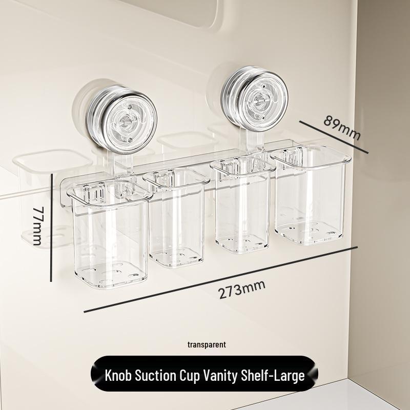 Wall-Mounted Punch-Free Suction Cup Toothbrush Holder & Bathroom Storage Box