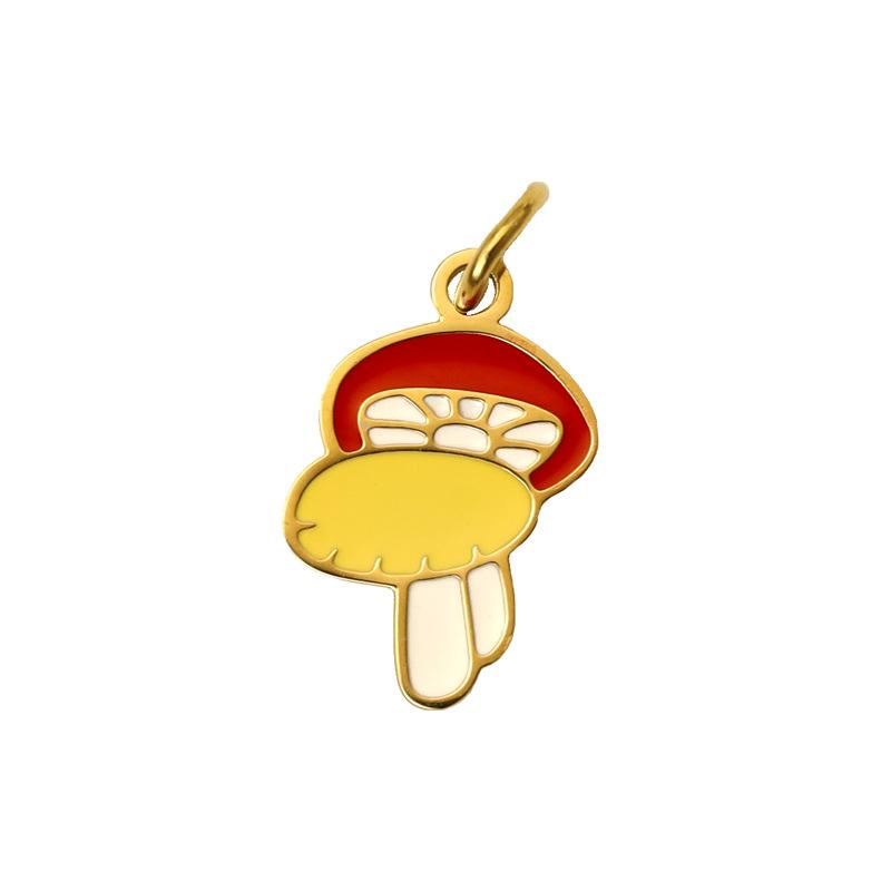 Summer On The New National Tide Does Not Fade Niche Dripping Oil Colored Mushroom Necklace Accessories Diy Design Pendant Female
