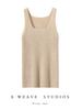 100% Pure Cashmere Ribbed U-Neck Camisole – Solid Color Slim Fit Base Layer Top