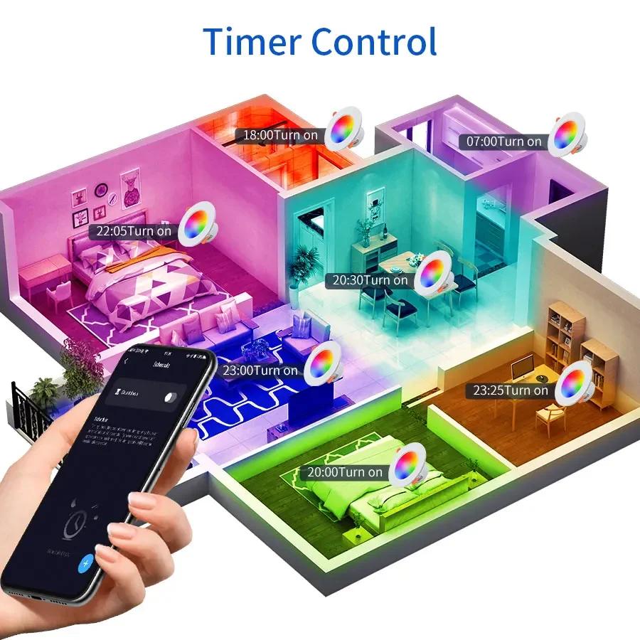 AC220V 10W Bluetooth Tuya Smart LED Downlight 2.4GHz Remote Control Smart Life APP Operated Living Room Bedroom Ceiling Light