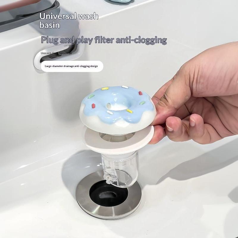 Cute Ceramic Donuts Up Basin Sink Drain Stopper Bathroom Shower Strainer Covers Home Decor Water Floor Drains Hardware Tool