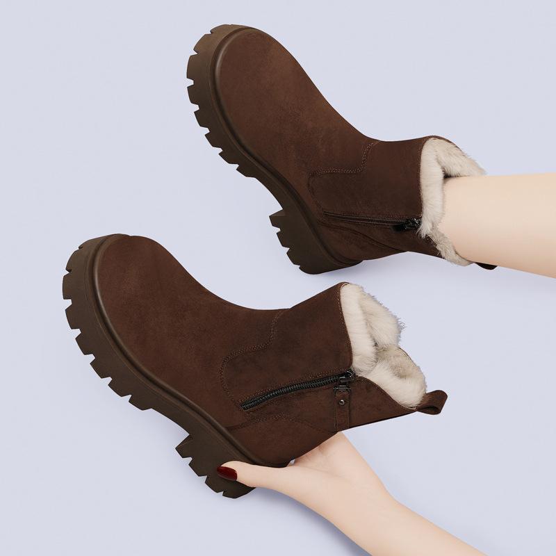 Bottes de neige pour femmes nouvelles polyvalentes tube court antidérapantes et pelucheuses épaisses chaudes chaussures en coton