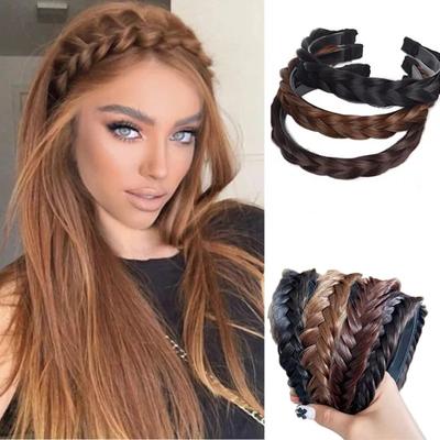 Women Synthetic Wig Twist Braided Hair Bands Fashion Braids Hair Accessories Women Bohemian Nature Headband Stretch for Party