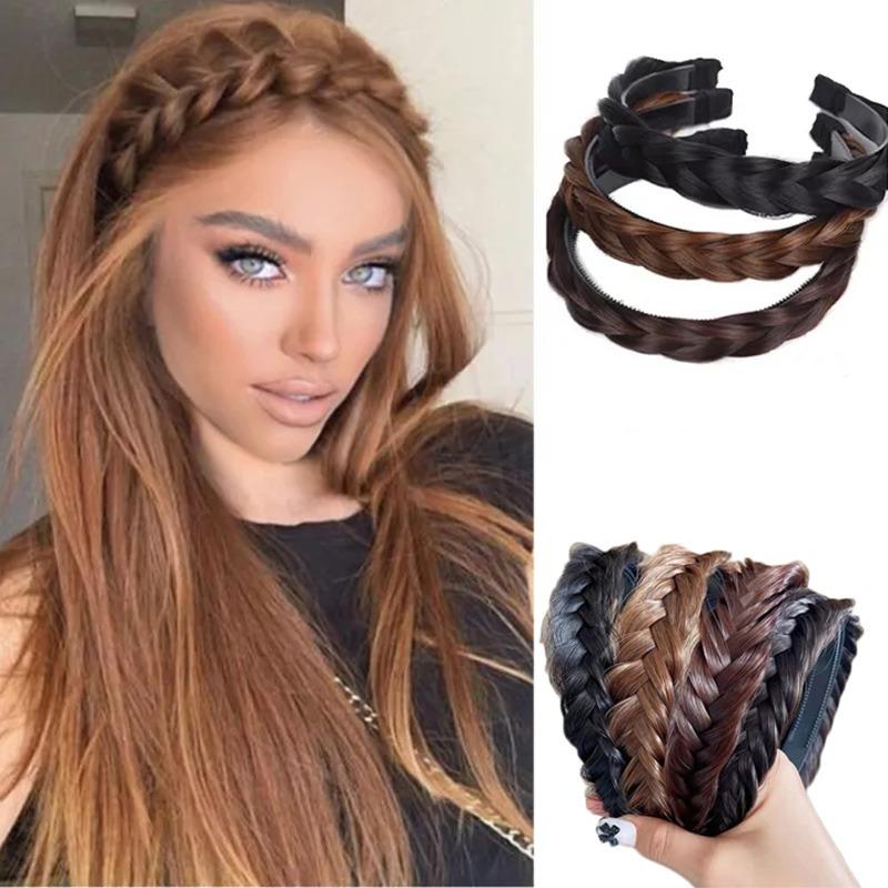 Women Synthetic Wig Twist Braided Hair Bands Fashion Braids Hair Accessories Women Bohemian Nature Headband Stretch for Party