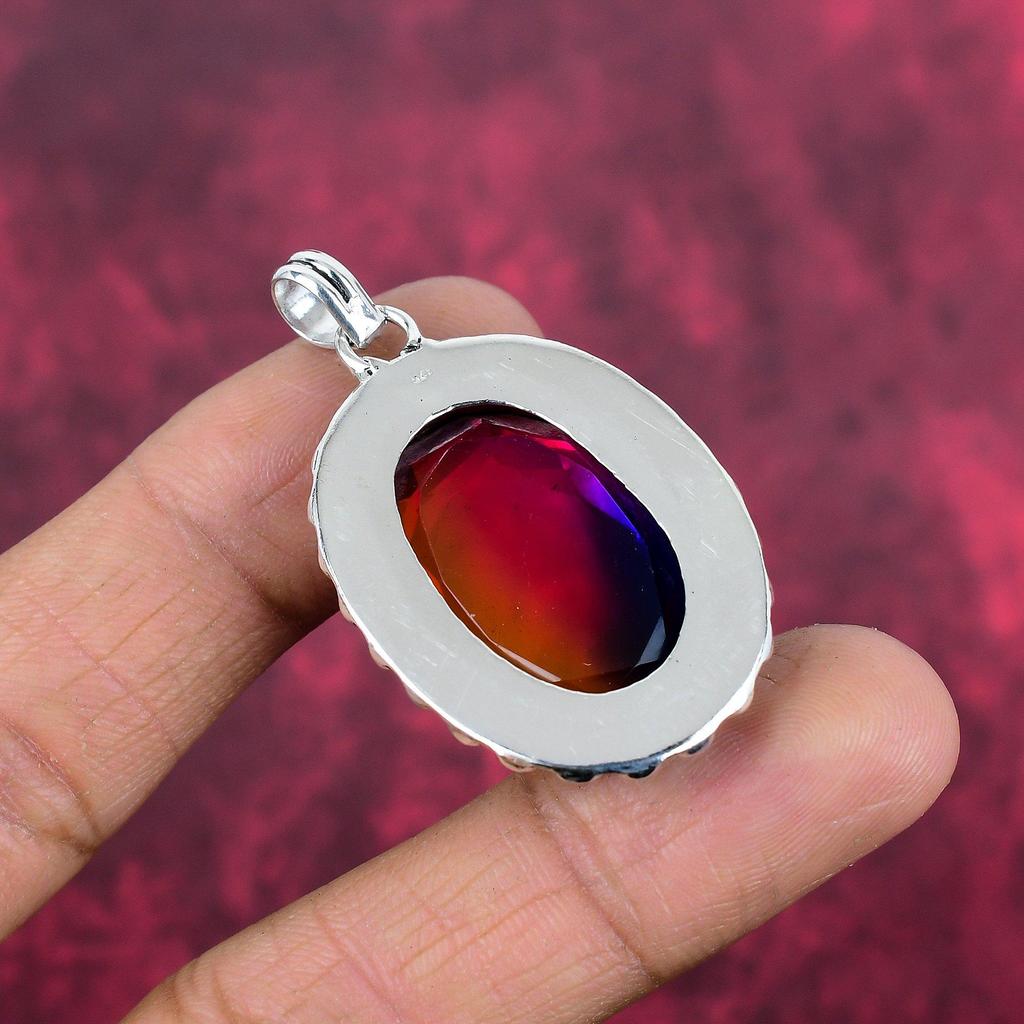 Bi-Color Tourmaline 925 Solid Sterling Silver Pendant, Handmade Gemstone Pendant Jewelry, Gifts For Wife Brand New Pendant