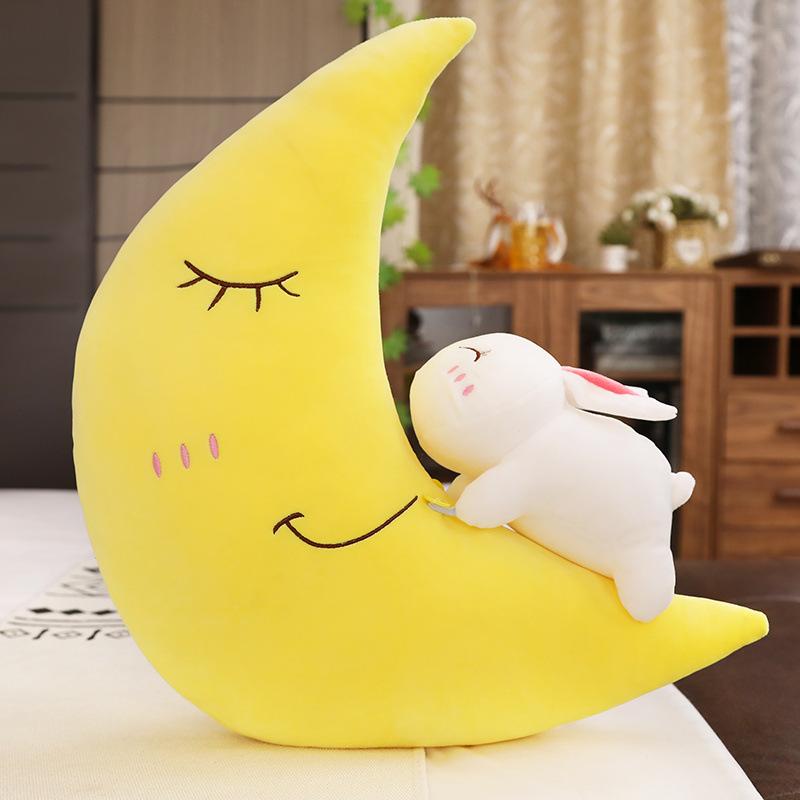 Creative Moon Star Pillow Plush Toy Bear Pig Rabbit Animal Doll Ragdoll Birthday Gift