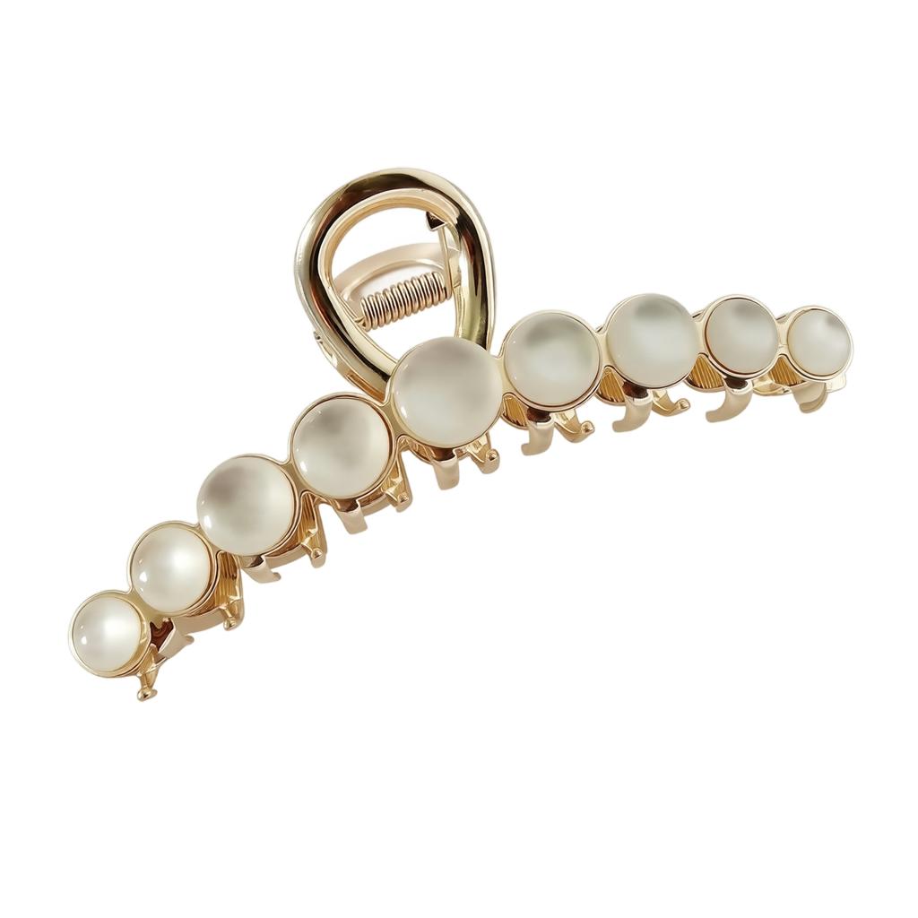Large Hair Clip Metal Hair Claw with Decorative Round Embellishments Durable Hair Accessory for Secure Updos and Styling