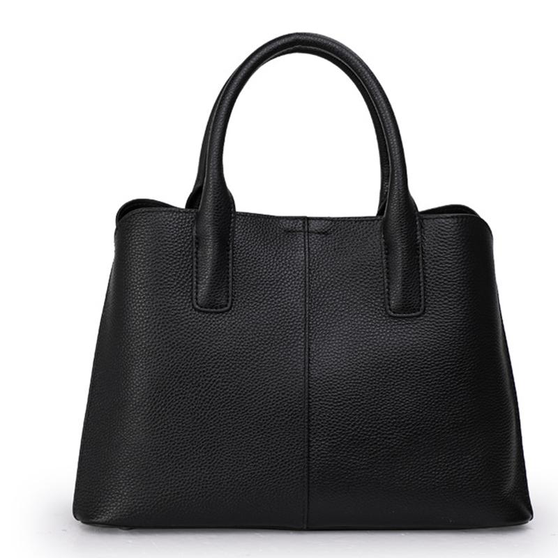 Nya väskor i äkta läder för kvinnor av hög kvalitet äkta läder lyx designer toteväska svart kvinnlig