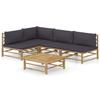 VidaXL Garden Furniture Set 5 Pcs with Dark Grey Cushions Bamboo