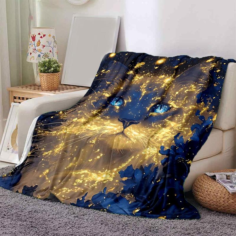 1pc Cool Cat Art Blanket  Cute Movie Characters,Living Room, Travel, Camping, Car Blankets