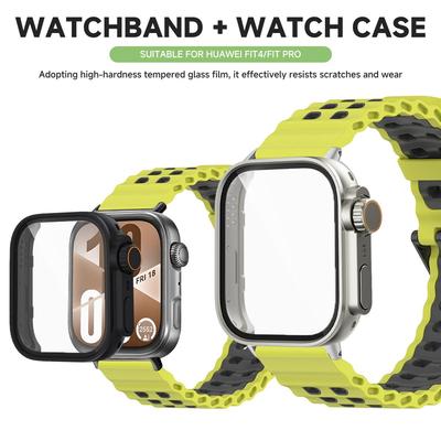 Marine Strap+PC Case for Huawei Watch Fit4 4 Pro Two-tone Strap Ghange To Ultra Cover for Huawei Fit 3 Smartwatch Accessories
