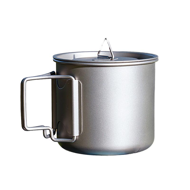 Titanium Pot Cup 380ml Camping Mug Titanium Cup Pure Titanium Coffee Mug for Outdoor 380ml серый