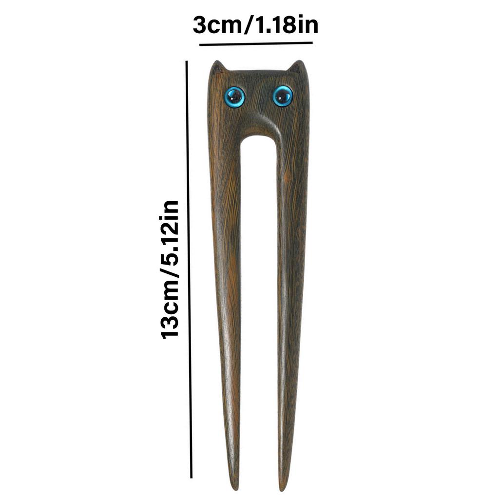 Wood Cats Hair Accessory Multifuntional Fashion Hair Jewelry Unique Cats Hairpin Wood Texture Suitable for Any Outfit